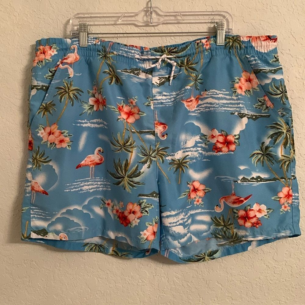 Men’s Swimming Trunks By SSLR Quick Dry Tropical Print Size 40